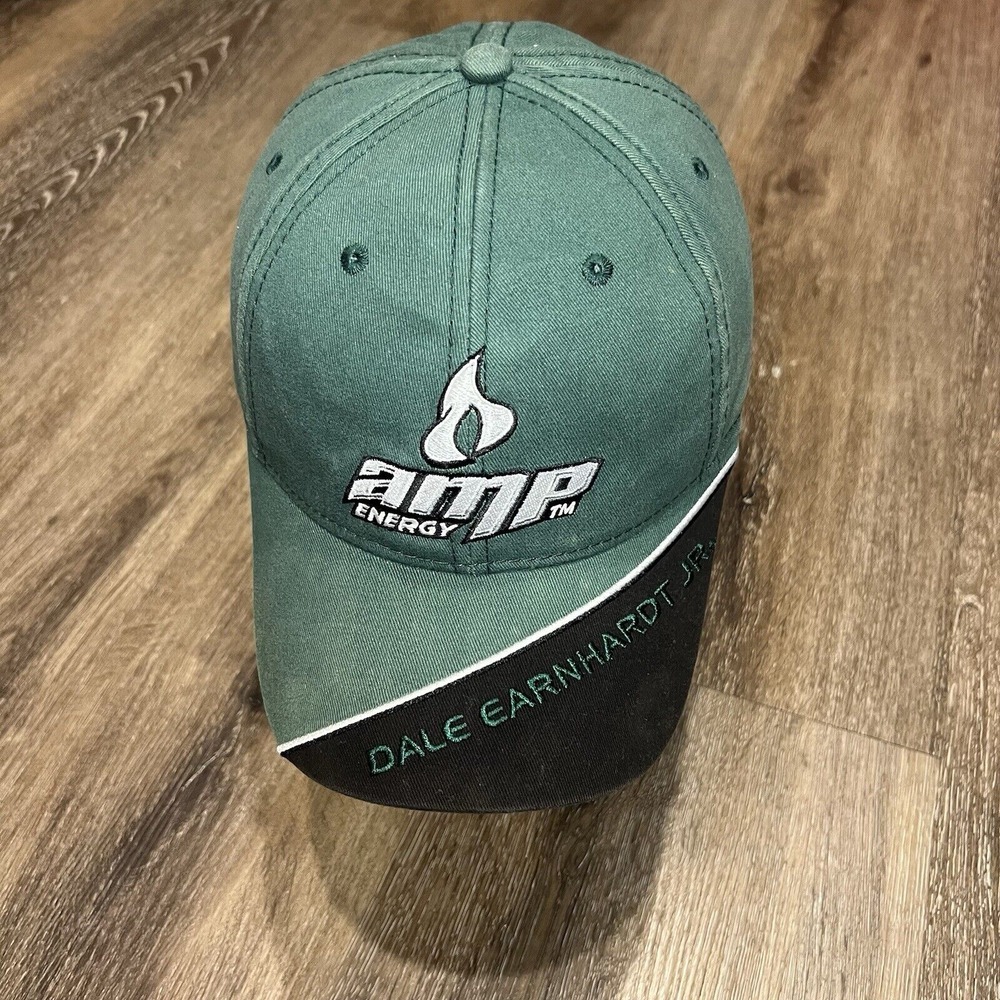 Amp Energy Drink Hat Green Black‎ Nascar Racing Embroidered Promo Ad Logo Cap